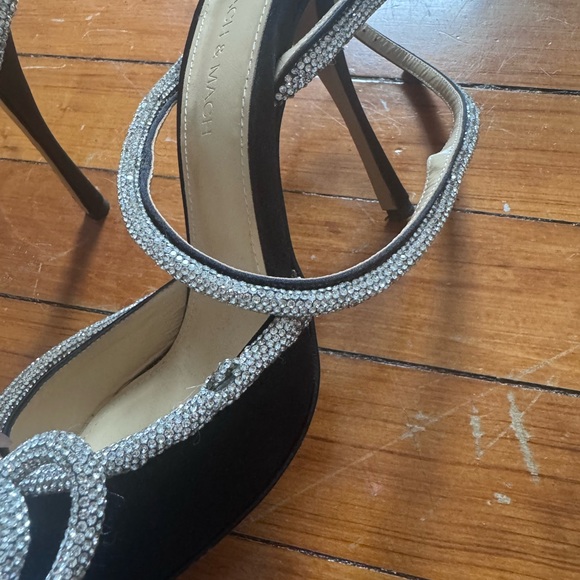 Mach & Mach Black Double Bow embellished satin pumps